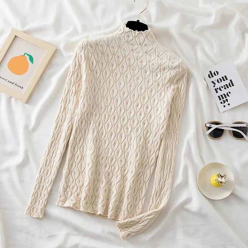 Women's Soft Cashmere Turtleneck Sweater – AOSSVIAO Knitted Slim Fit Pullover