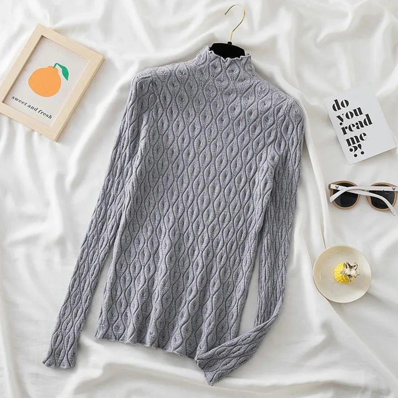 Women's Soft Cashmere Turtleneck Sweater – AOSSVIAO Knitted Slim Fit Pullover