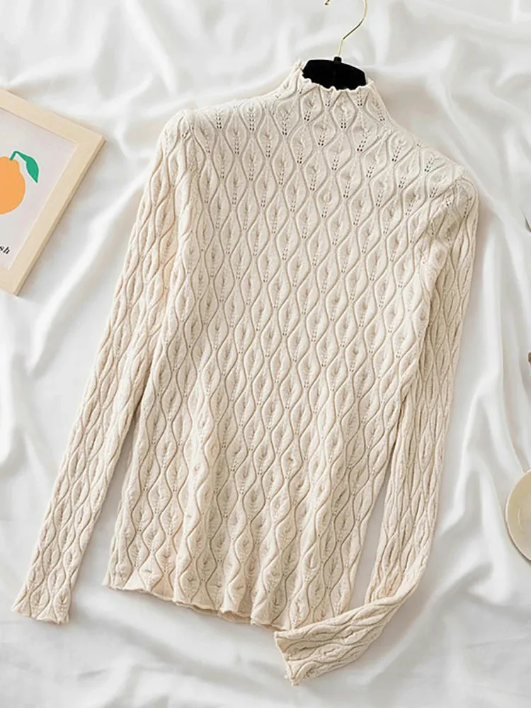 Women's Soft Cashmere Turtleneck Sweater – AOSSVIAO Knitted Slim Fit Pullover