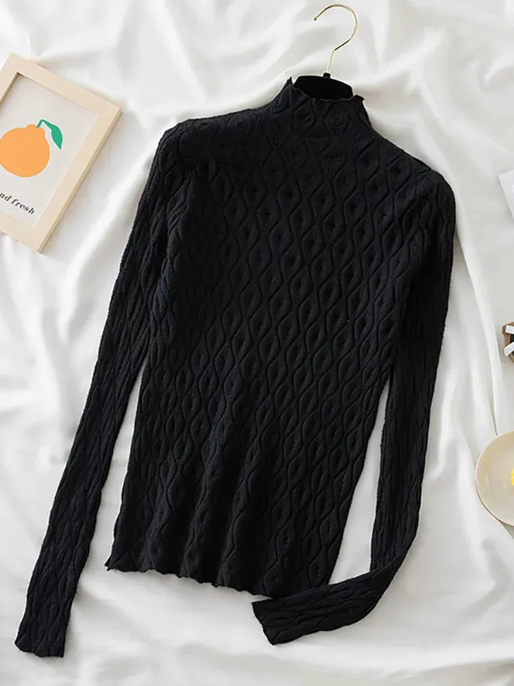 Women's Soft Cashmere Turtleneck Sweater – AOSSVIAO Knitted Slim Fit Pullover