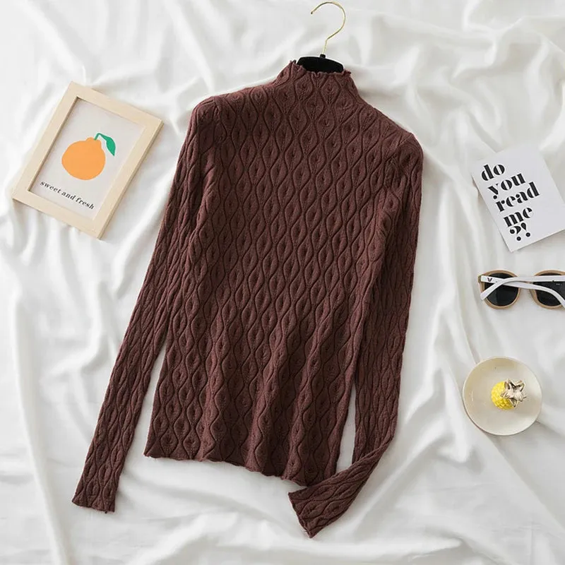 Women's Soft Cashmere Turtleneck Sweater – AOSSVIAO Knitted Slim Fit Pullover