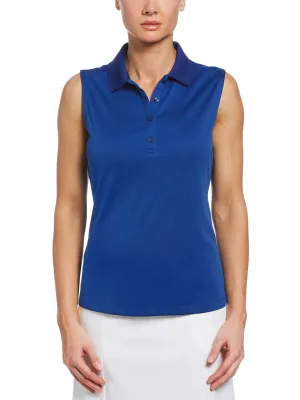 Womens Solid Knit Polo