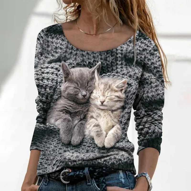Women's T shirt Sticker Cat