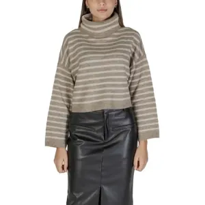 Women's Turtleneck Sweater in Beige Knit for Fall and Winter