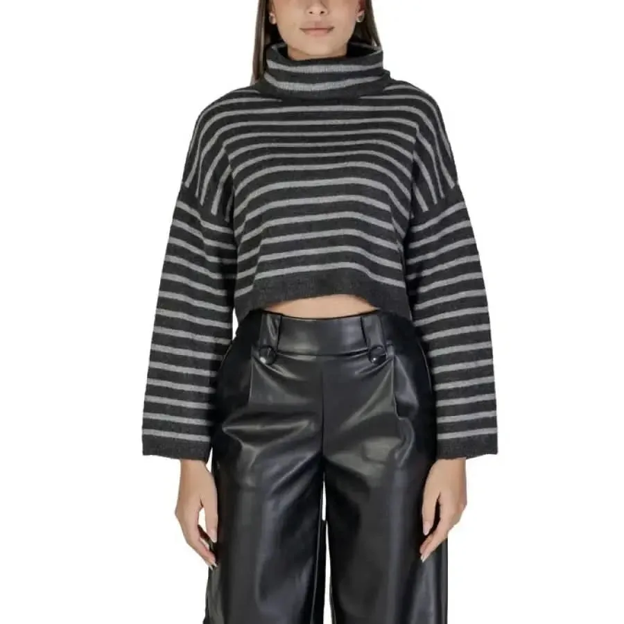 Women's Turtleneck Sweater in Beige Knit for Fall and Winter