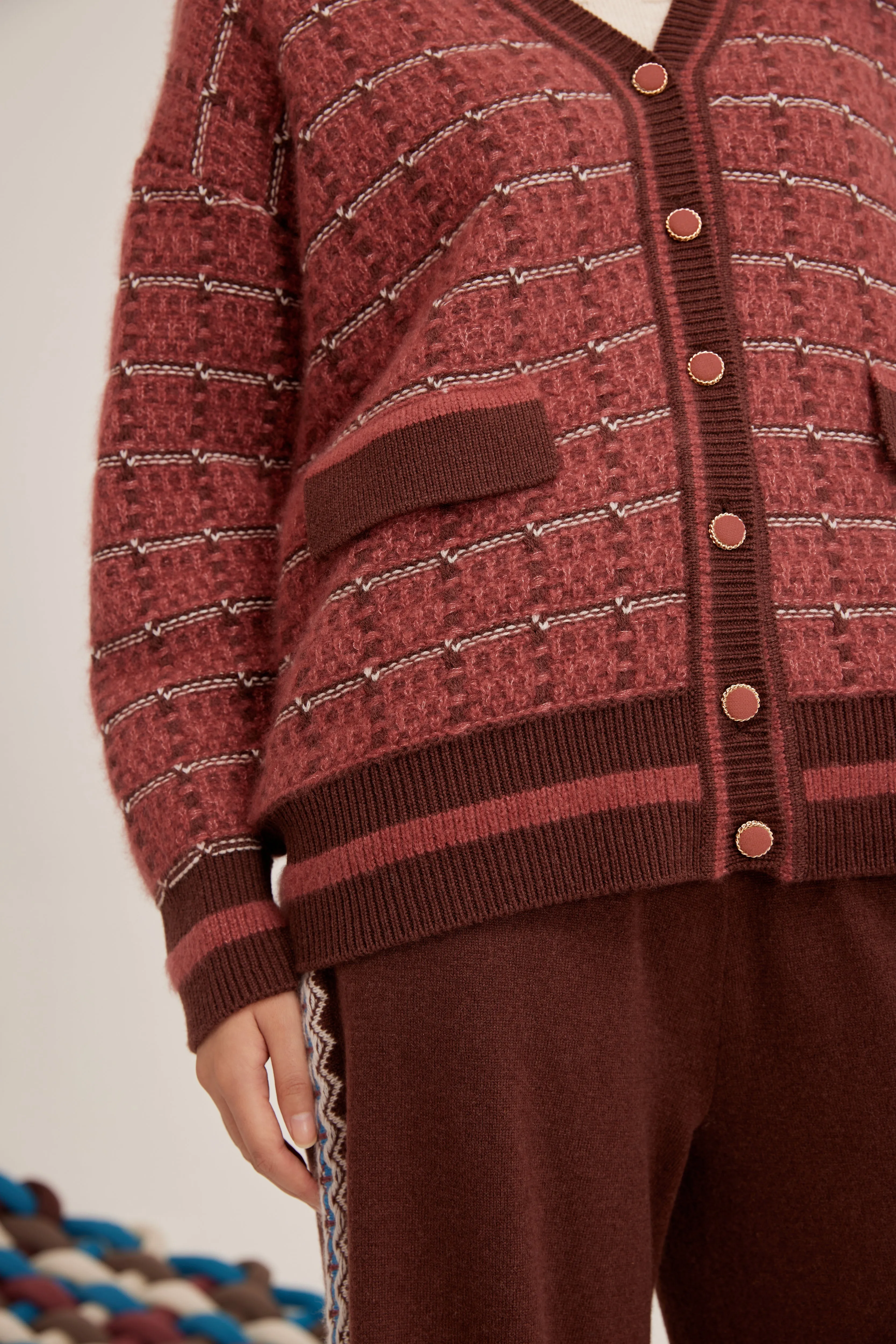 Women's V-neck silk-cashmere cardigan