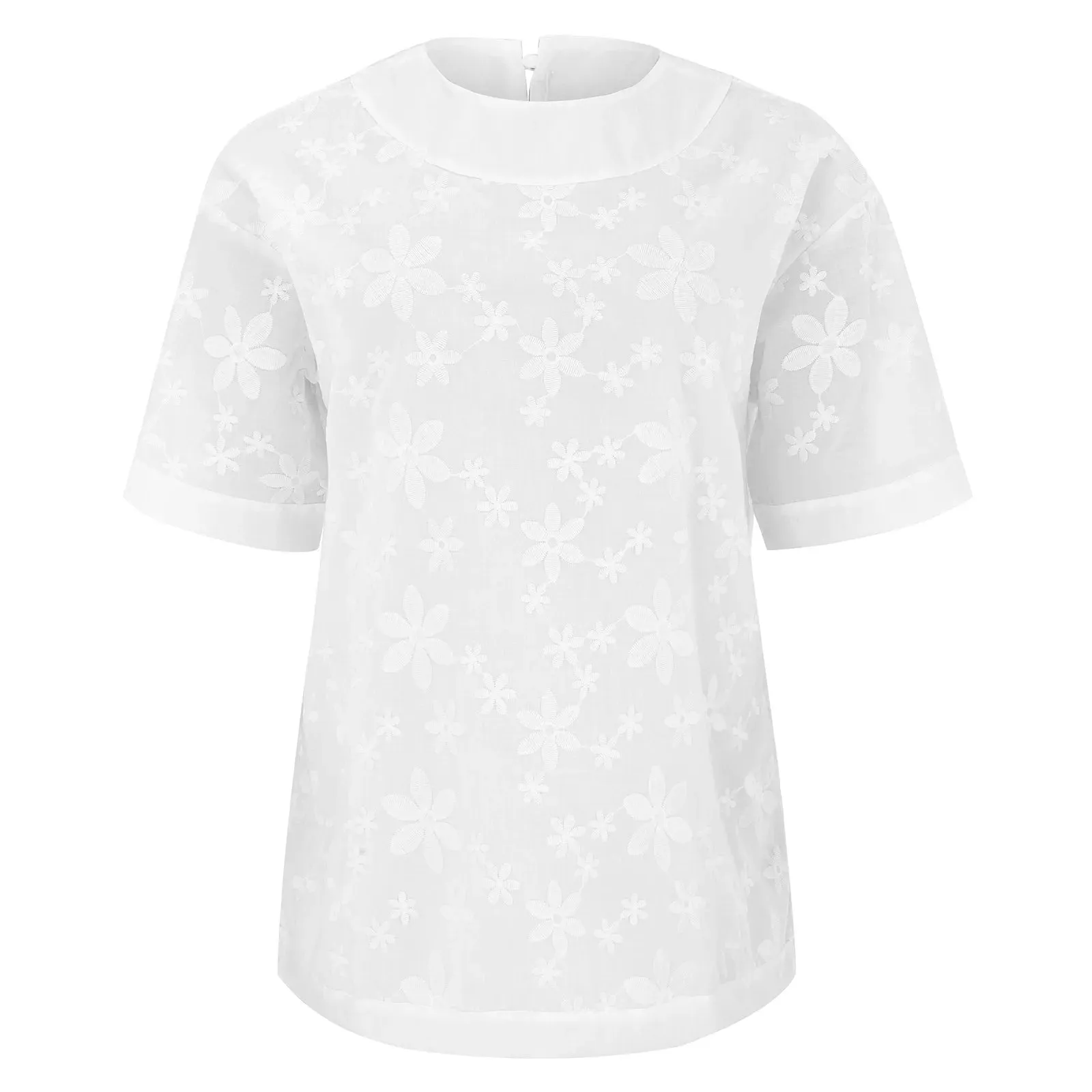 Youthful Woman Clothes Women'S Solid Color Shoulders Summer Lace Embroidery Pullover Slim Fit Sleeveless Stand Shirt Top Camisas