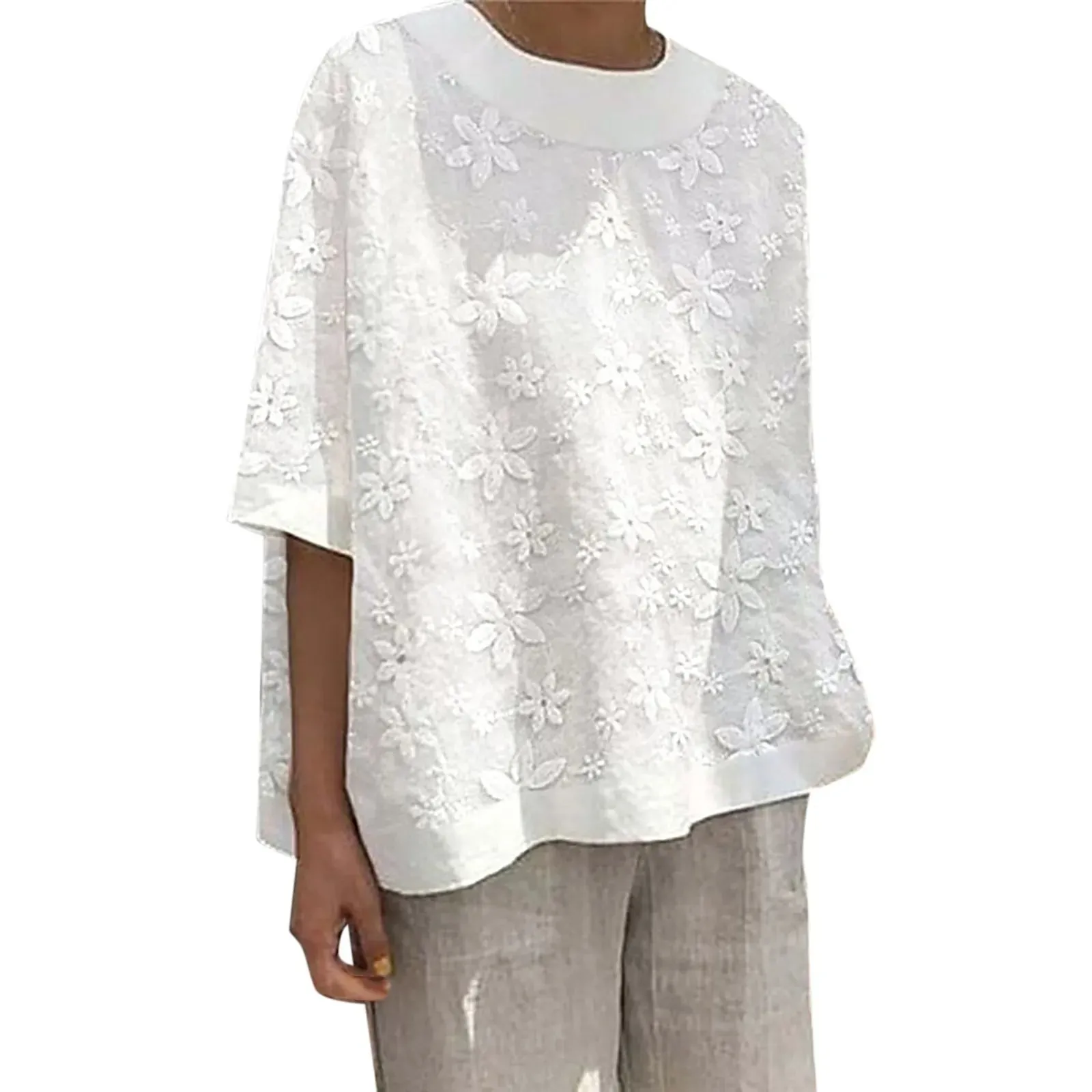 Youthful Woman Clothes Women'S Solid Color Shoulders Summer Lace Embroidery Pullover Slim Fit Sleeveless Stand Shirt Top Camisas