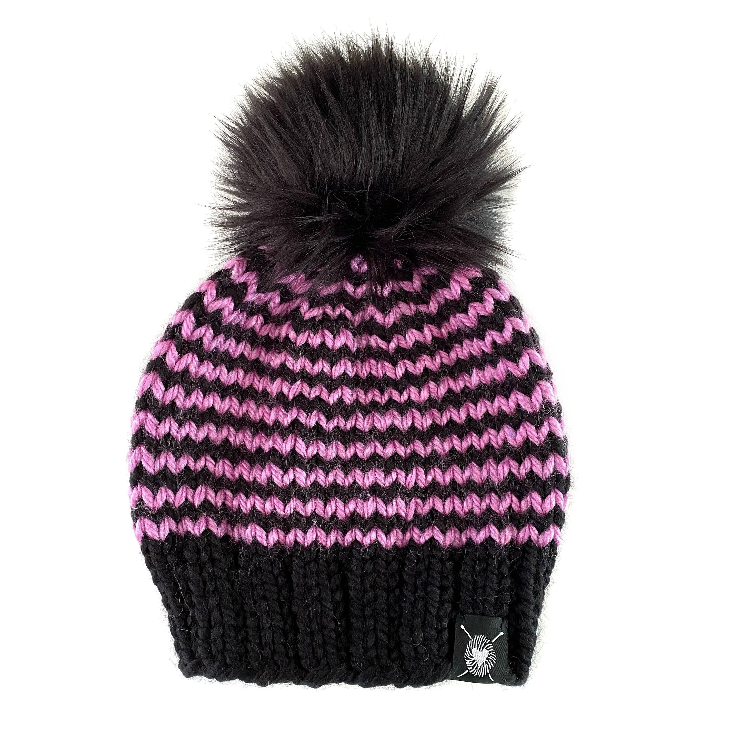Zero Waste : Skinny Stripe Faux Fur Pom-Pom Beanie